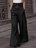 Urban High-Waist Wide-Leg Faux Leather Pants