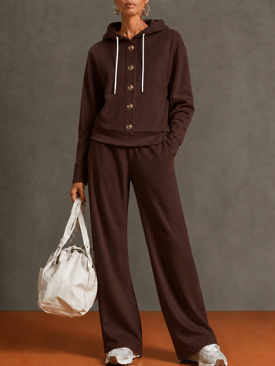 Casual Hooded Sweatshirt Two-piece Set