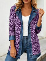 Chic Leopard Print and Denim Patchwork Jacket