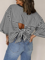 Chic Comfortable Striped Bow Knit Top