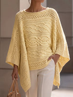 Comfortable Cable Knit Poncho Sweater