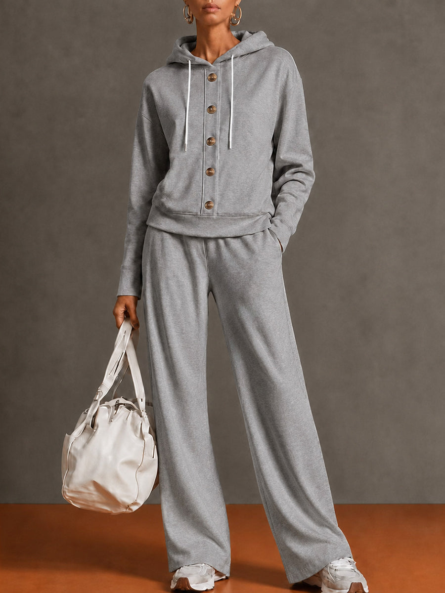 Casual Hooded Sweatshirt Two-piece Set