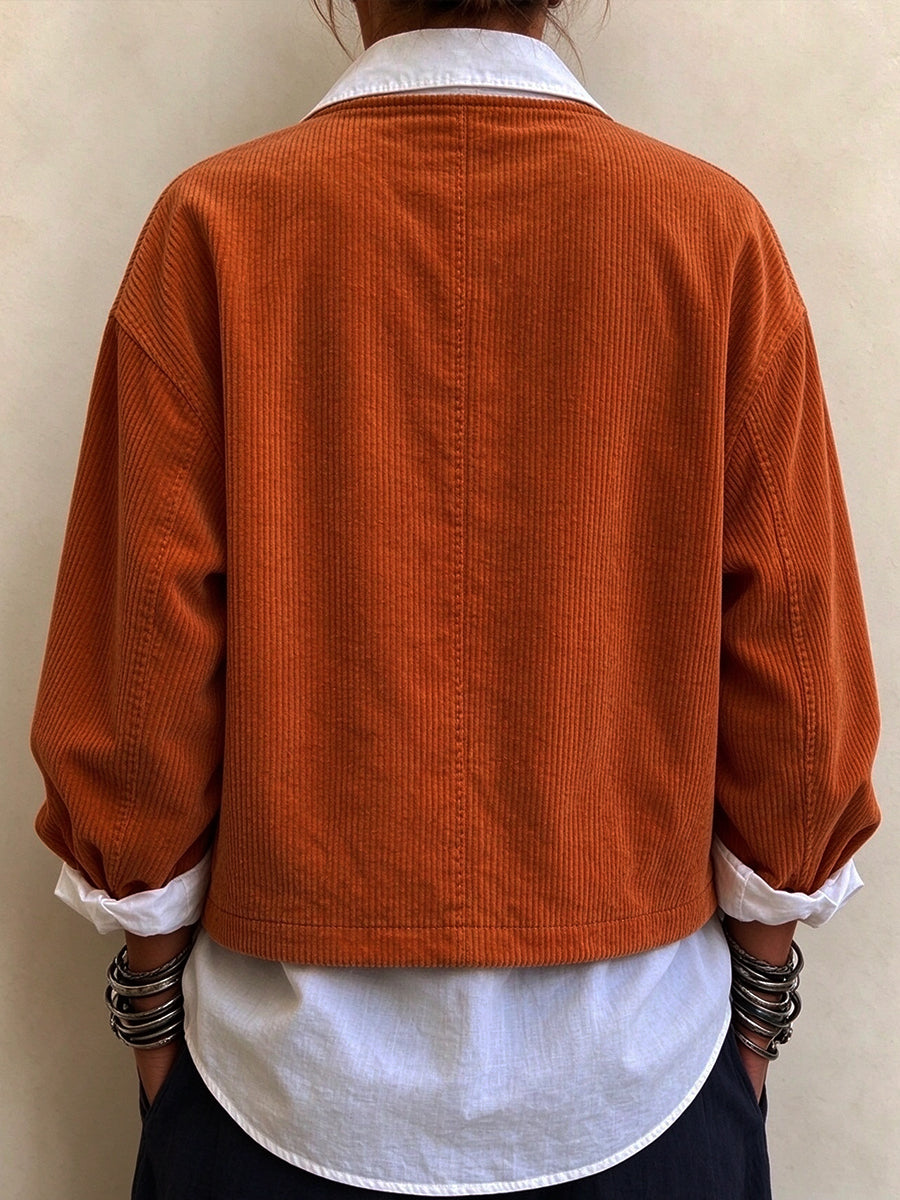 Casual Corduroy Asymmetric Jacket