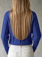 Solid-color Mock-neck Knit Pullover With Batwing Sleeves—a Versatile Staple