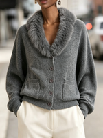 Chic Cozy Plush-collar Cardigan Sweater