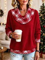 Casual Stylish Plaid Fake-two-piece Sweater