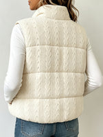 Casual Cable-knit Quilted Zip-up Vest