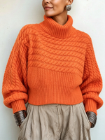 Cozy Vibrant Orange Turtleneck Sweate