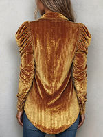 Boho Stylish Velvet Ruched Sleeve Blouse