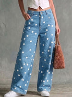 Relaxed-fit Low-rise Polka-dot Jeans With A Curved-leg Cut