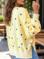 Chic Sunshine Yellow & Blue Polka Dot Sweatshirt