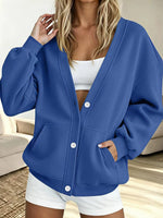 Cozy Oversized Button-Front Sweatshirt Cardigan