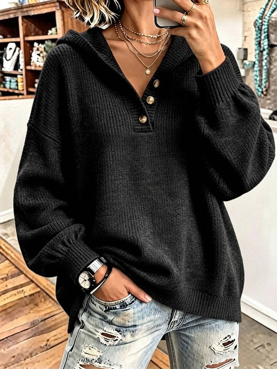 Casual Cozy Chic Hooded Thickened Knit Sweater