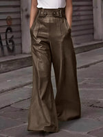 Urban High-Waist Wide-Leg Faux Leather Pants