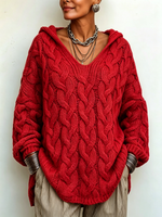 Cozy Chic Hooded Cable-knit Sweater