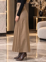 Belted Wrap Pleated Maxi Skirt
