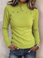 Slim-fit Knit Top With A Mock Neck And Button Detailing