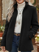 Casual Stand-collar Zip-up Teddy Fleece Jacket