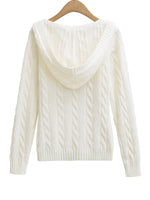 Casual Cable-knit V-neck Sweater With Hood