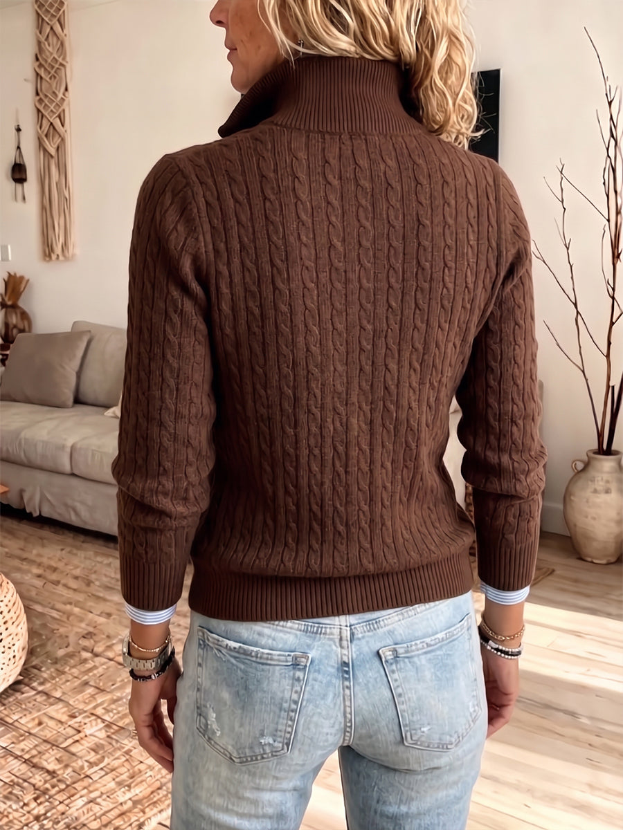 Classic Layered-Look Cable-Knit Sweater