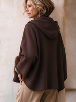Chic Relaxed Hooded Faux Fur Pocket Wool Blend Coat