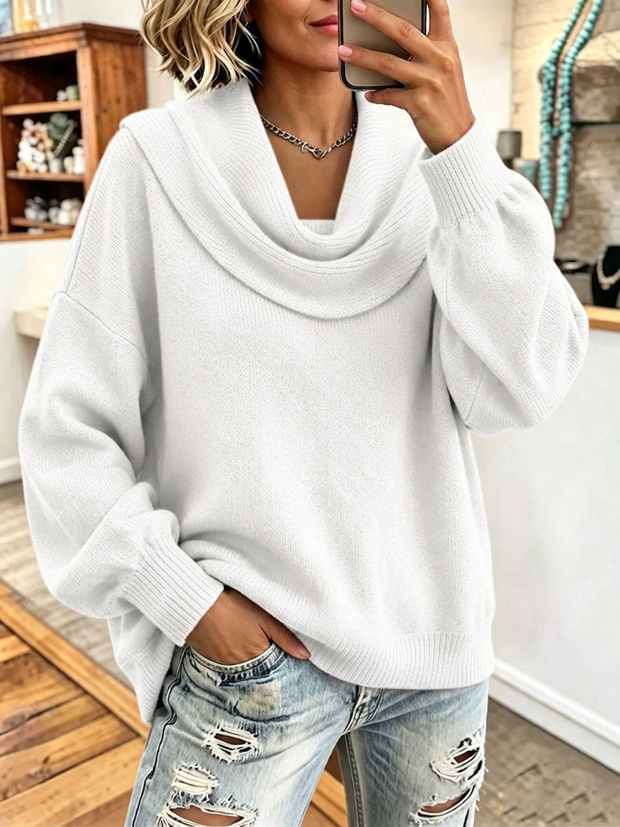 Cozy Stylish Cowl-neck Knitted Sweater