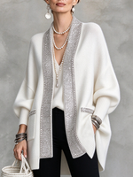 Cozy Luxury Sequin Trimmed Oversized Knit Cardigan