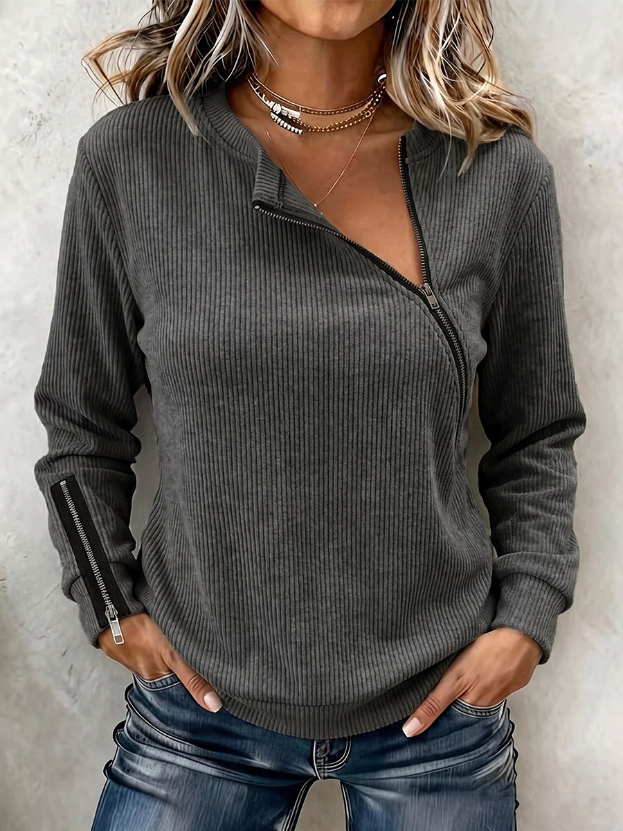 Comfortable Color Block Polka Dot Layered-Look Sweatshirt