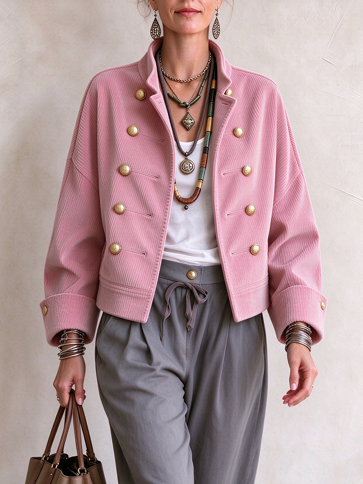 Double-breasted Chic Trendy Corduroy Jacket