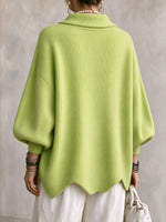 Statement Collared Button-Front Knit Cardigan