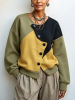 Chic Stylish Asymmetric Colorblock Sweatshirt Jacket