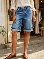 Chic Stretch-denim Bermuda Shorts
