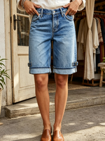 Chic Stretch-denim Bermuda Shorts