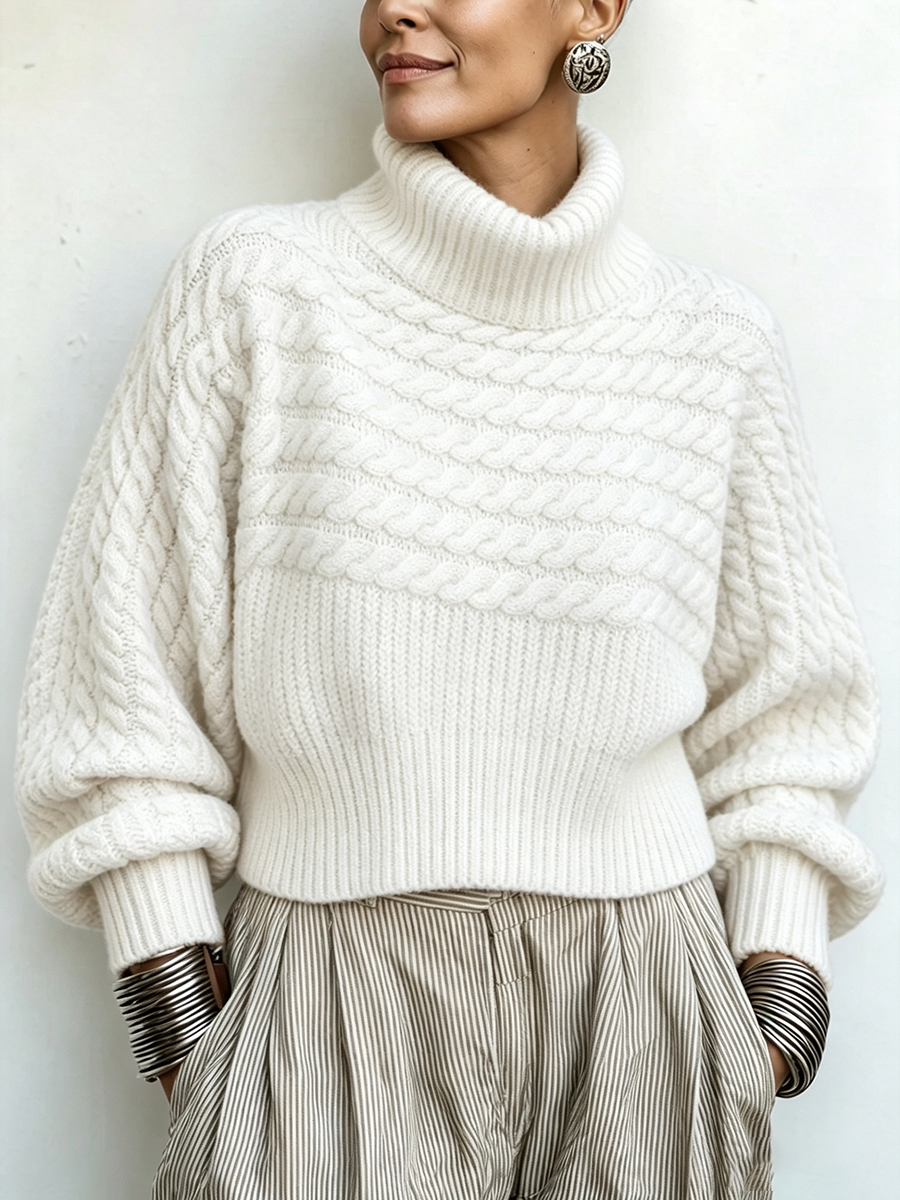Cozy Vibrant Orange Turtleneck Sweate