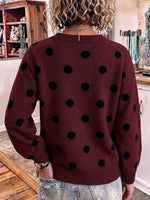 Casual Color-block Polka-dot Long-sleeve Pullover Sweater