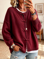Thick-knit Cardigan With Vintage-style Frog Closures