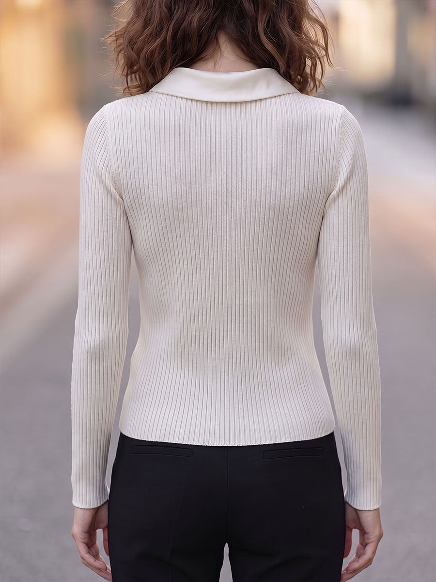 Women's Solid Color Round Neck Tie-Waist Long Sleeve Casual Loose Knit Cardigan Top