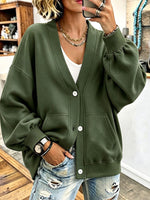 Cozy Chic Oversized V-neck Button-down Cardigan
