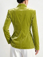 Vintage Chartreuse Velvet Single-Button Blazer