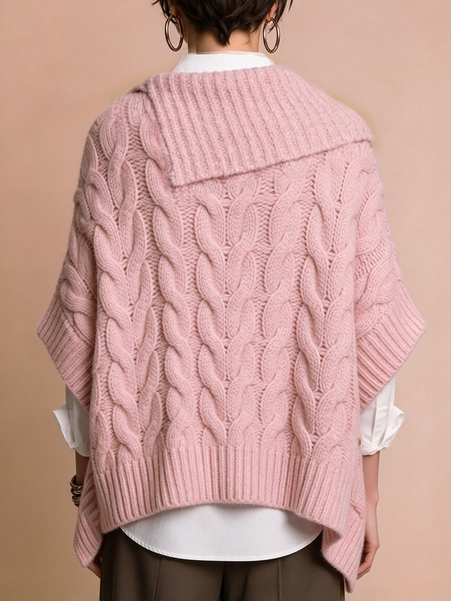 Chic Cable-knit Cape-style Sweater