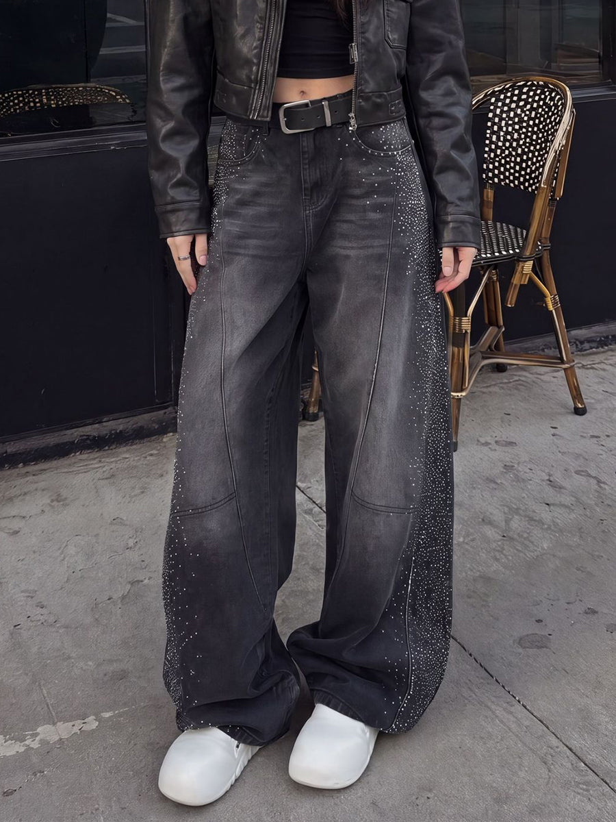 Casual Rhinestone-embellished Jeans