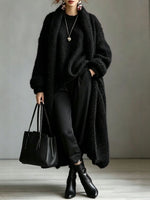 Cozy Imitation Cashmere Open-front Knit Long Cardigan
