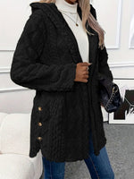 Women's Solid Color Long-sleeved Casual Loose Hooded Flannel Jacket