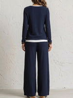 Women's Comfortable, Casual Long-sleeve Top And Pants Loungewear Set