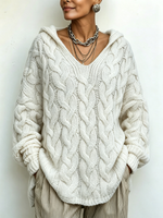 Cozy Chic Hooded Cable-knit Sweater