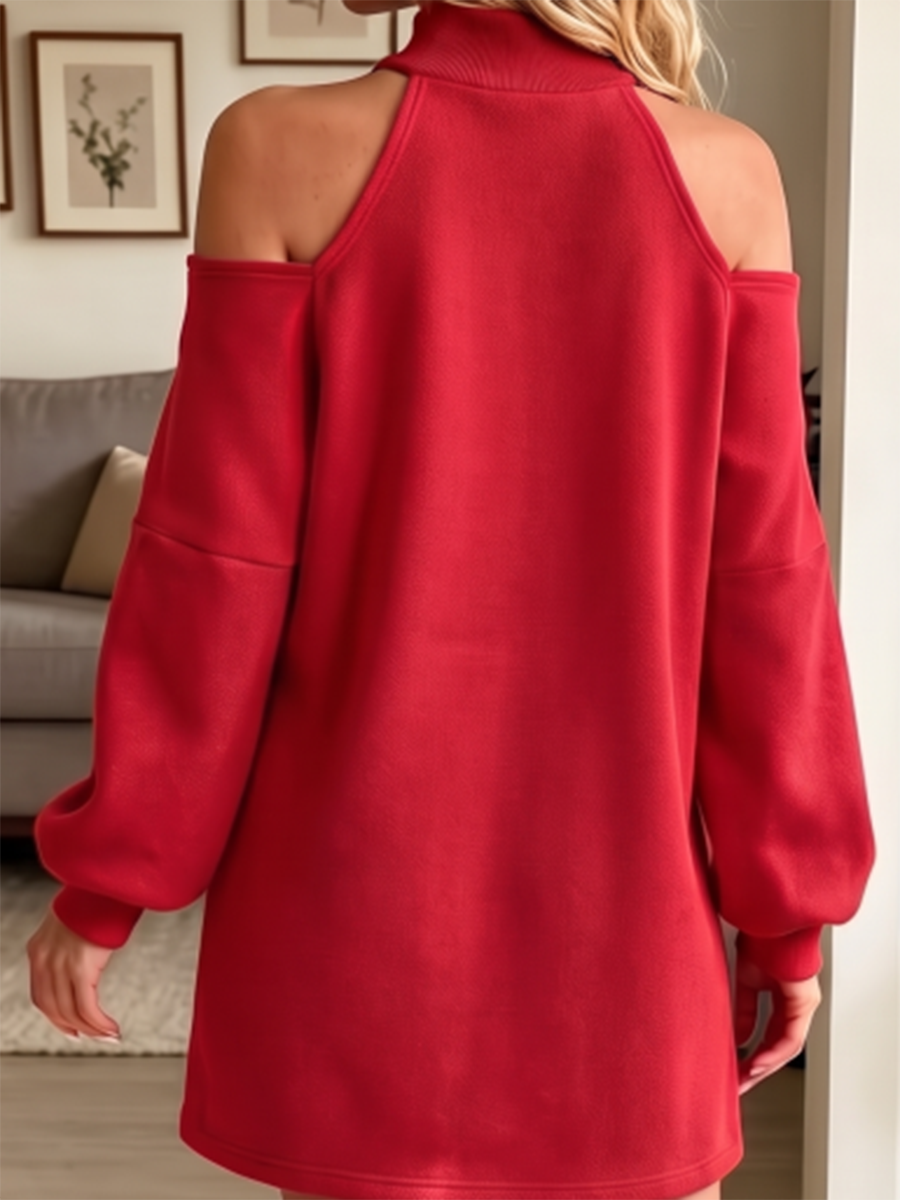 Chic Red Off-shoulder Bow Dress