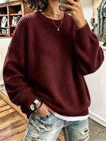 Cozy Oversized Basic Model Thickened Ribbed Knit Sweater