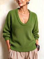 Cozy Ribbed V-Neck Knit Sweater