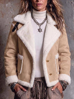 Women's Long-sleeved Casual Loose-fitting Faux Suede Jacket With Lapel