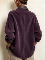 Chic Asymmetric Corduroy Shirt Jacket